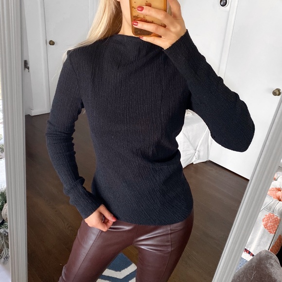 🖤 ZARA BLACK MOCK NECK ASYMMETRICAL LONG SLEEVE TOP! - Picture 4 of 9